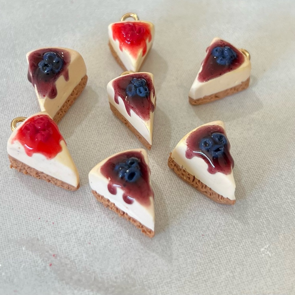 Cream and Red Cake Slice Earrings